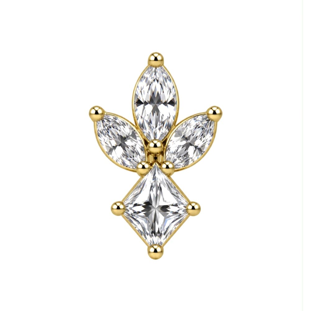 Foglie e rombo in titanio PVD Gold