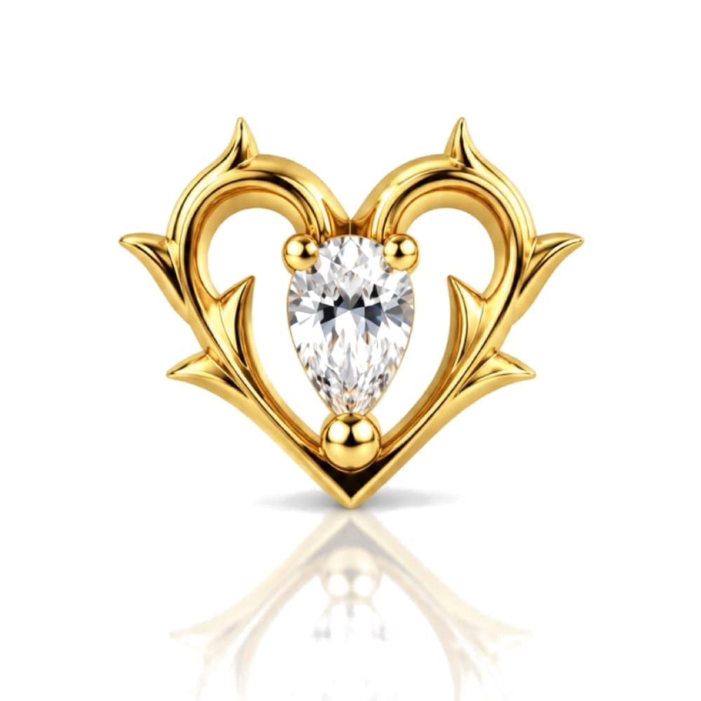 Cuore con goccia in titanio PVD Gold
