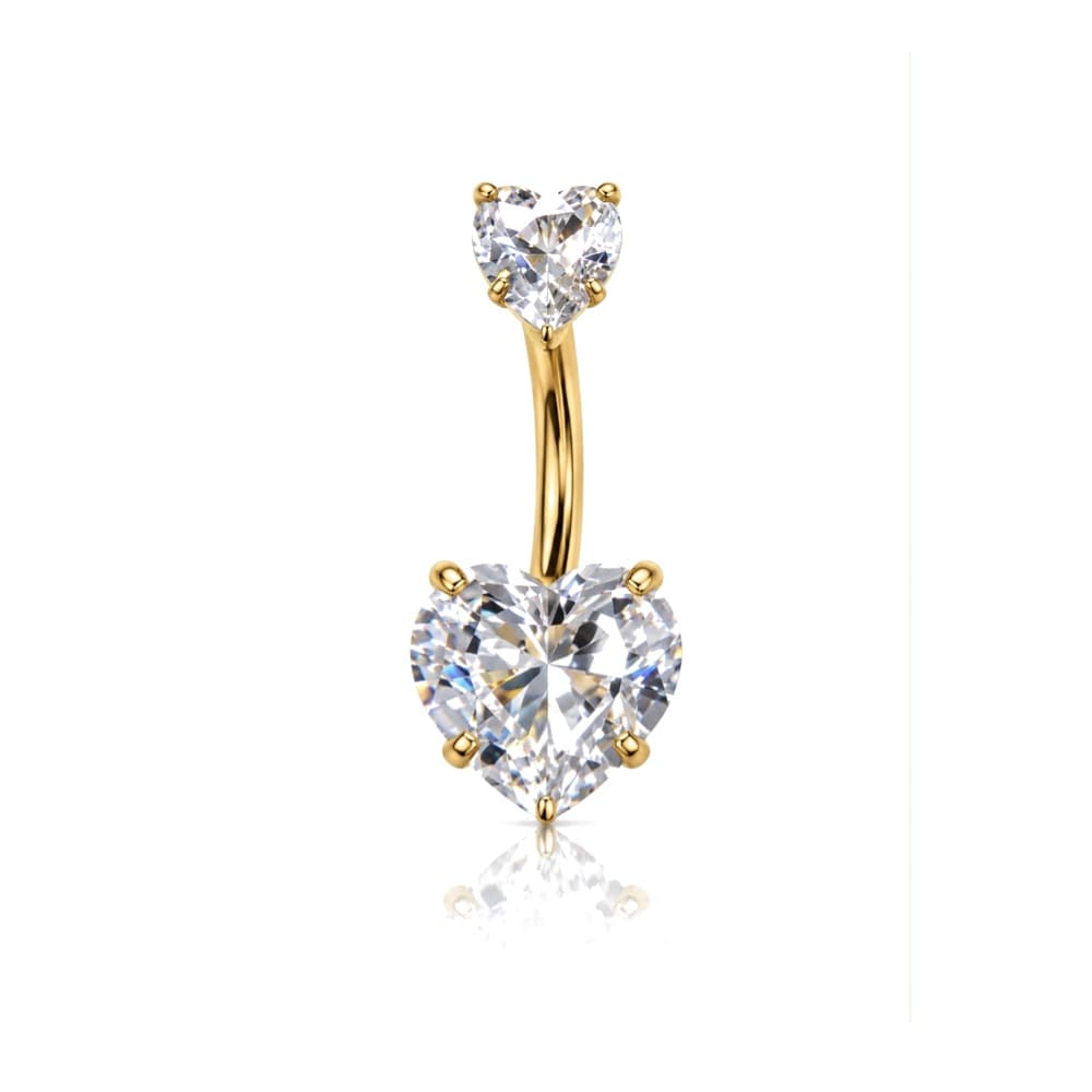 Doppio cuore in titanio PVD Gold