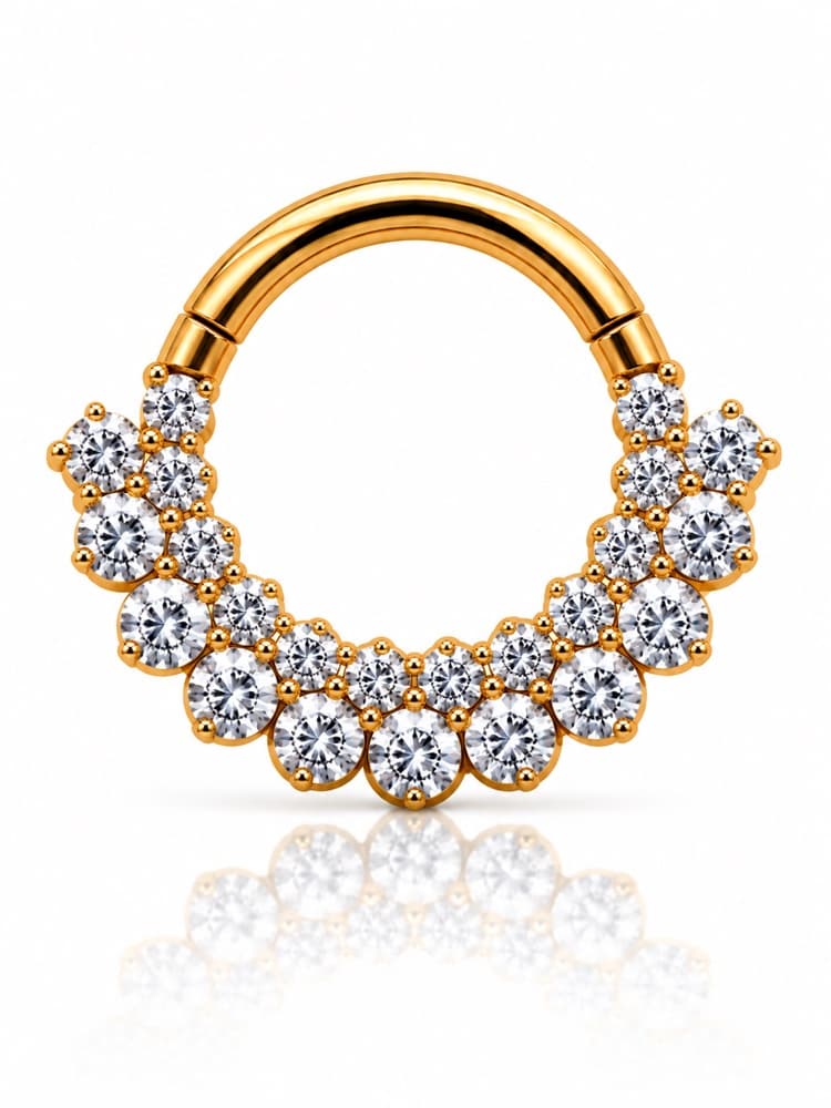 Clicker mezzaluna di brillanti in titanio PVD Gold