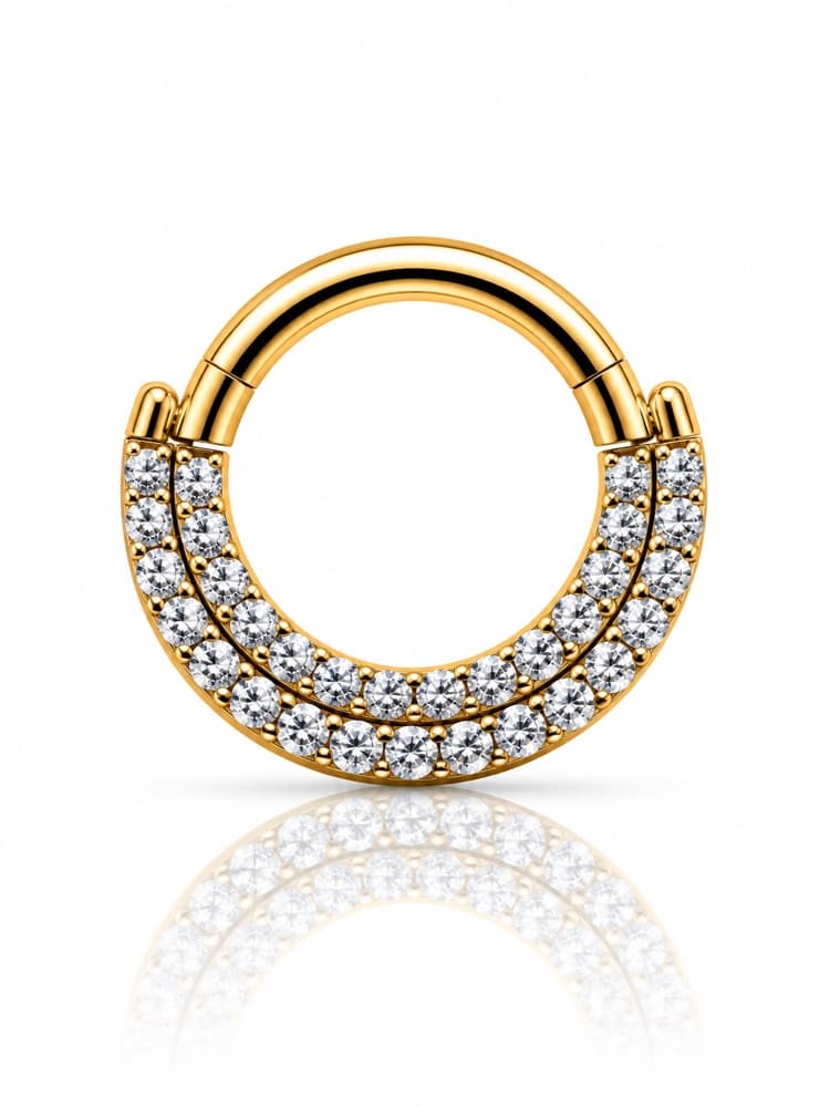 Clicker doppio pavé in titanio PVD Gold