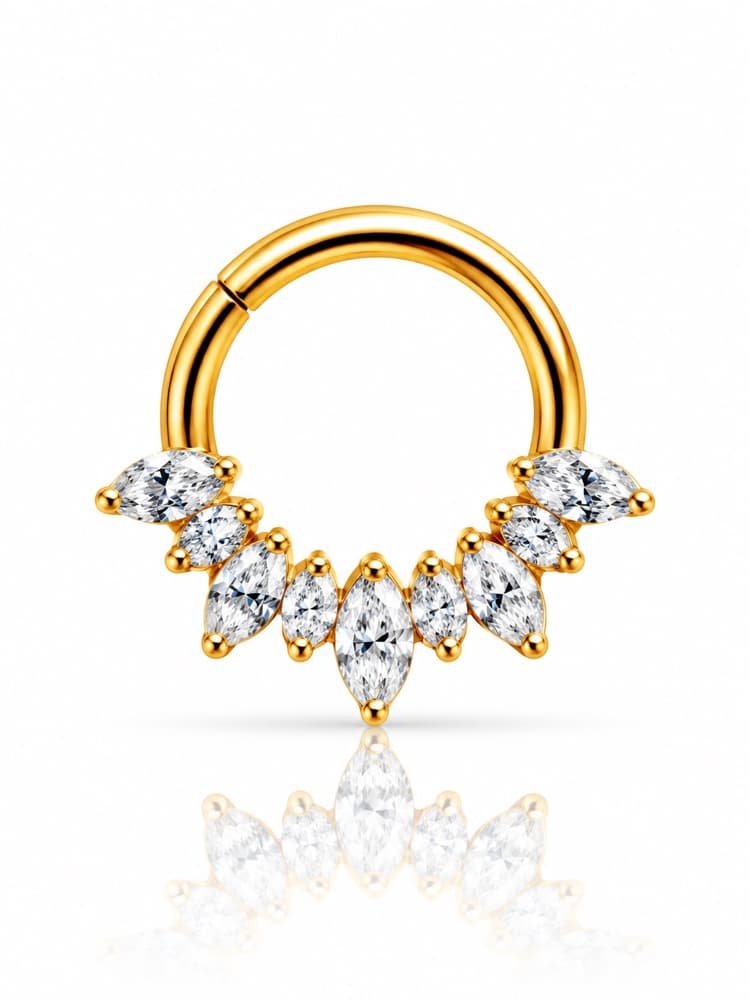 Clicker ventaglio di marquise in titanio PVD Gold