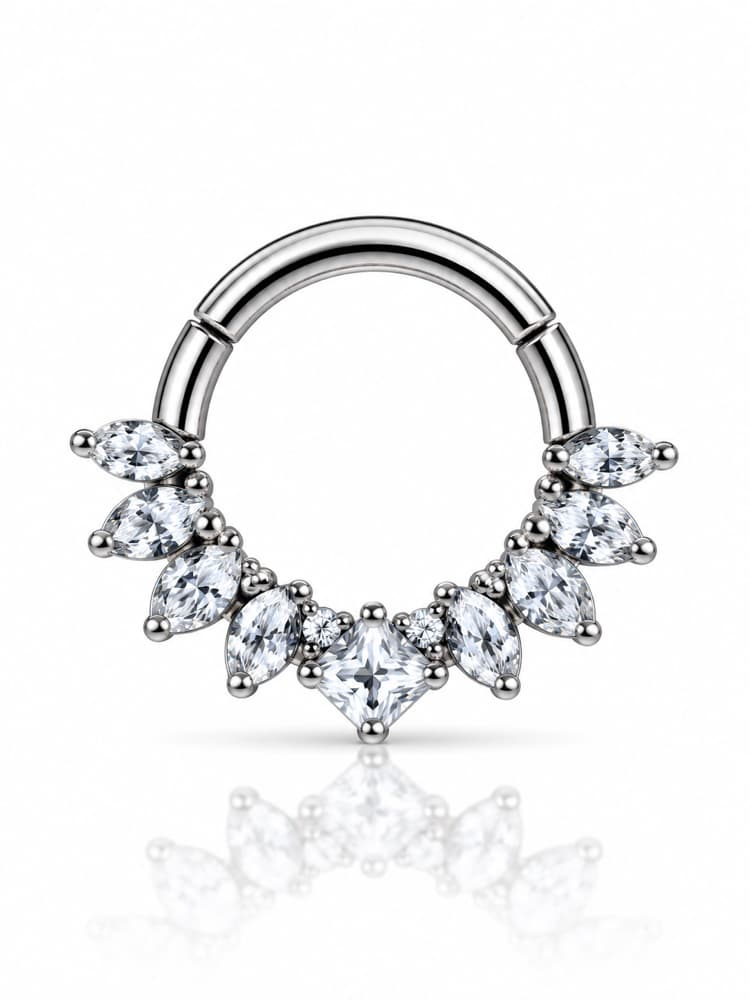 Clicker corona di marquise in titanio
