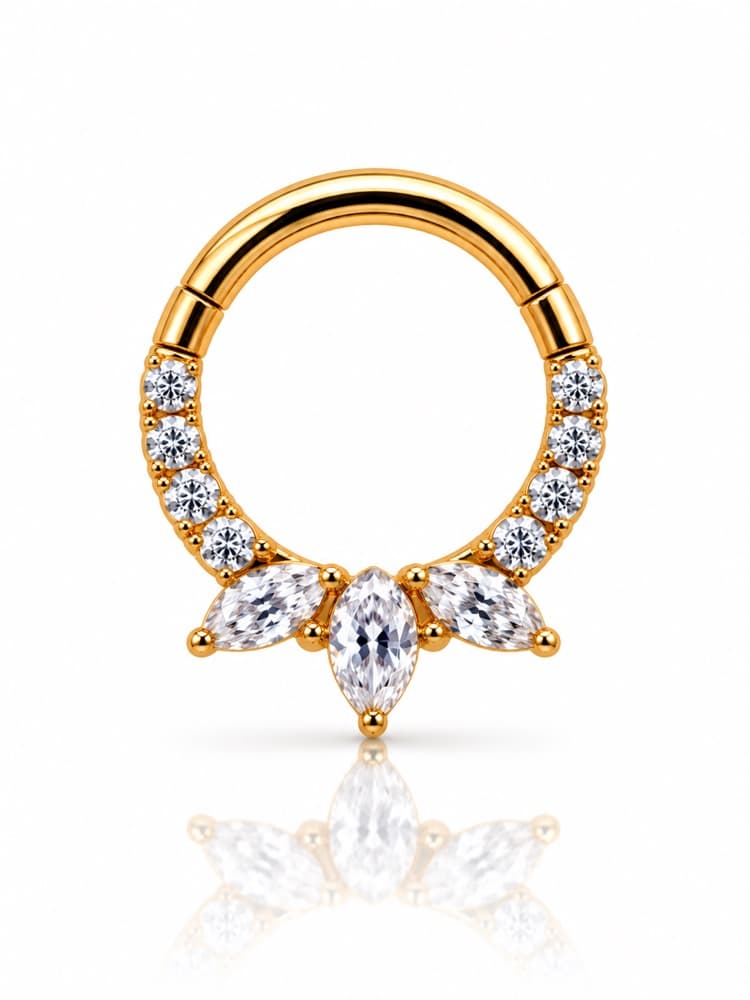 Clicker pavé con marquise in titanio PVD Gold