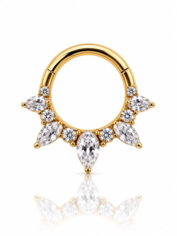 Clicker sole di marquise in titanio PVD Gold