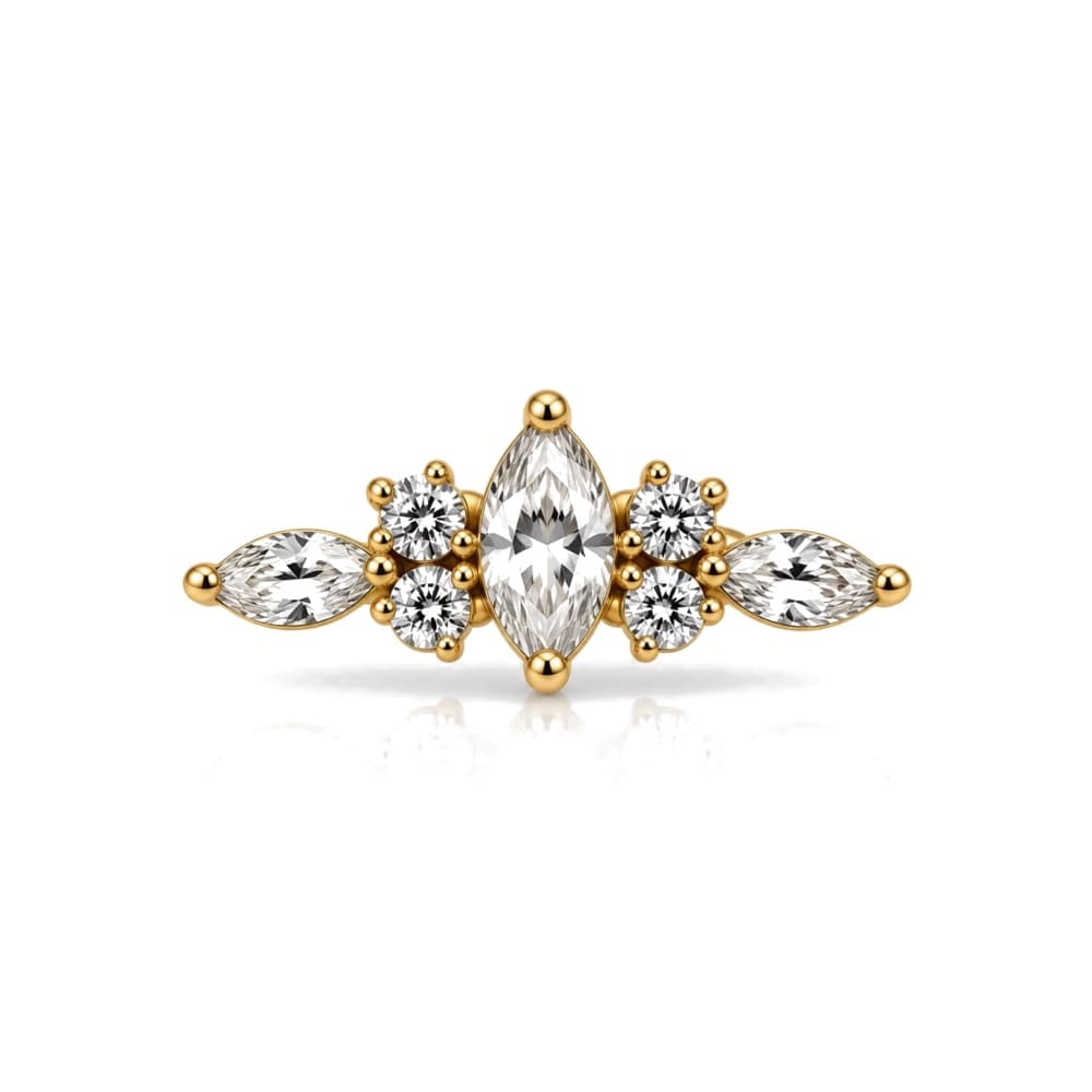Barra marquise e fiori in titanio PVD Gold