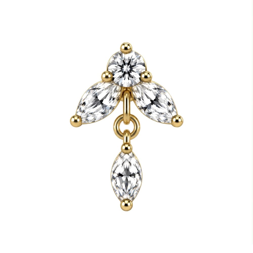 Trifoglio pendente in titanio PVD Gold