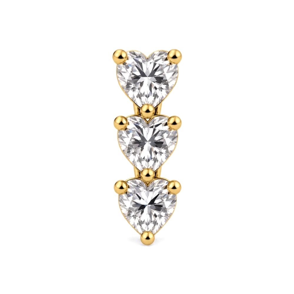 Tre cuori in titanio PVD Gold