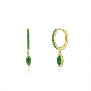 Marquise Emerald Hoops