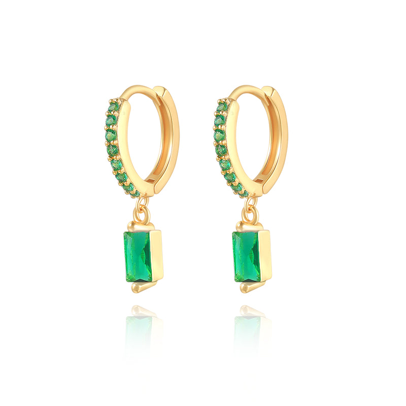 Emerald Baguette Hoop